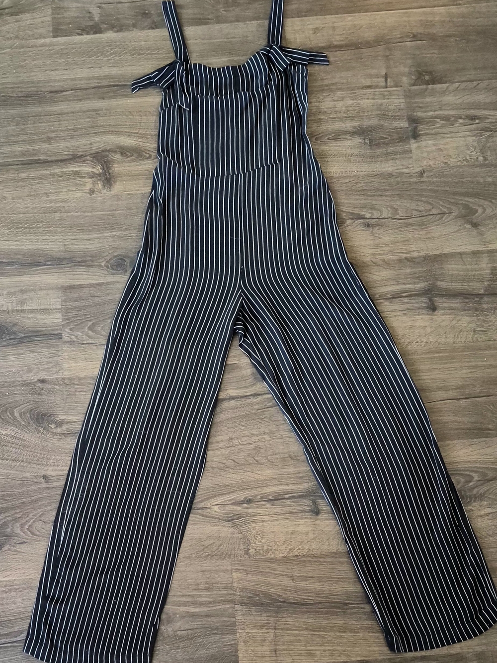 Gypsies & Moondust Black Jumpsuit with White Pinstripes